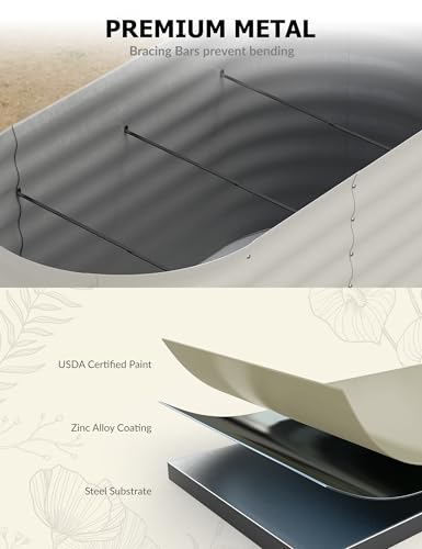 Galvanized Raised Garden Bed for Vegetables, Flowers, Outdoor D165