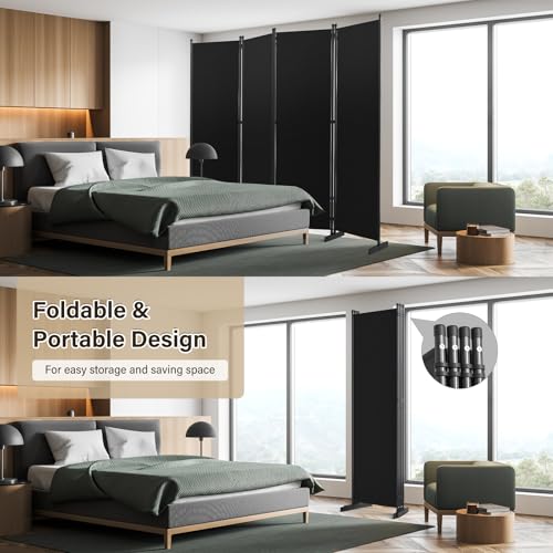 Room Divider 4 Panel, 80" W Portable Wall Divider for Room Separation, Freestanding Partition, Folding Privacy Screen F999430