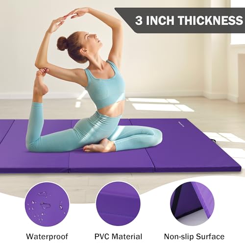 Folding Exercise Gymnastics Mat 4x10x3 Inch with Carrying Handles G881552
