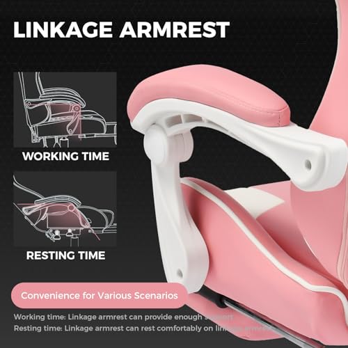 Gaming Chair with Footrest and Lumbar Support, Height Adjustable, 360° Swivel, Blue U7447