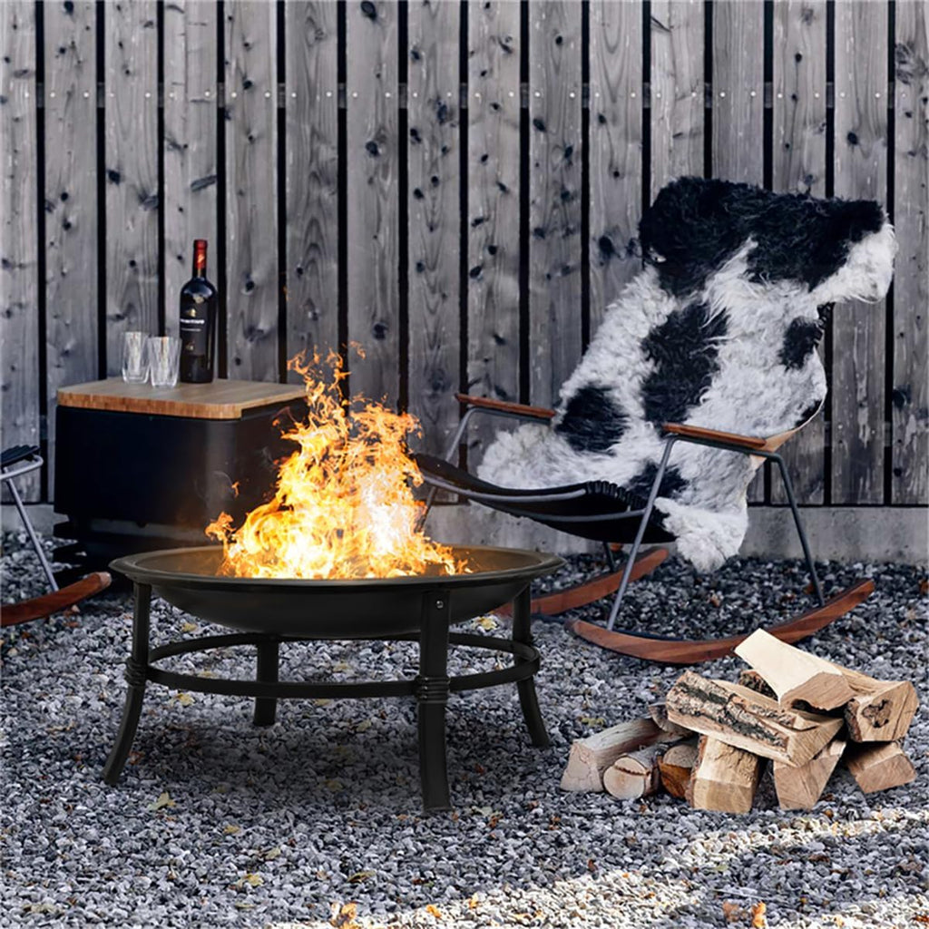 26 inch Outdoor Wood Burning Fire Pit with Spark Screen and Log Grate R5966