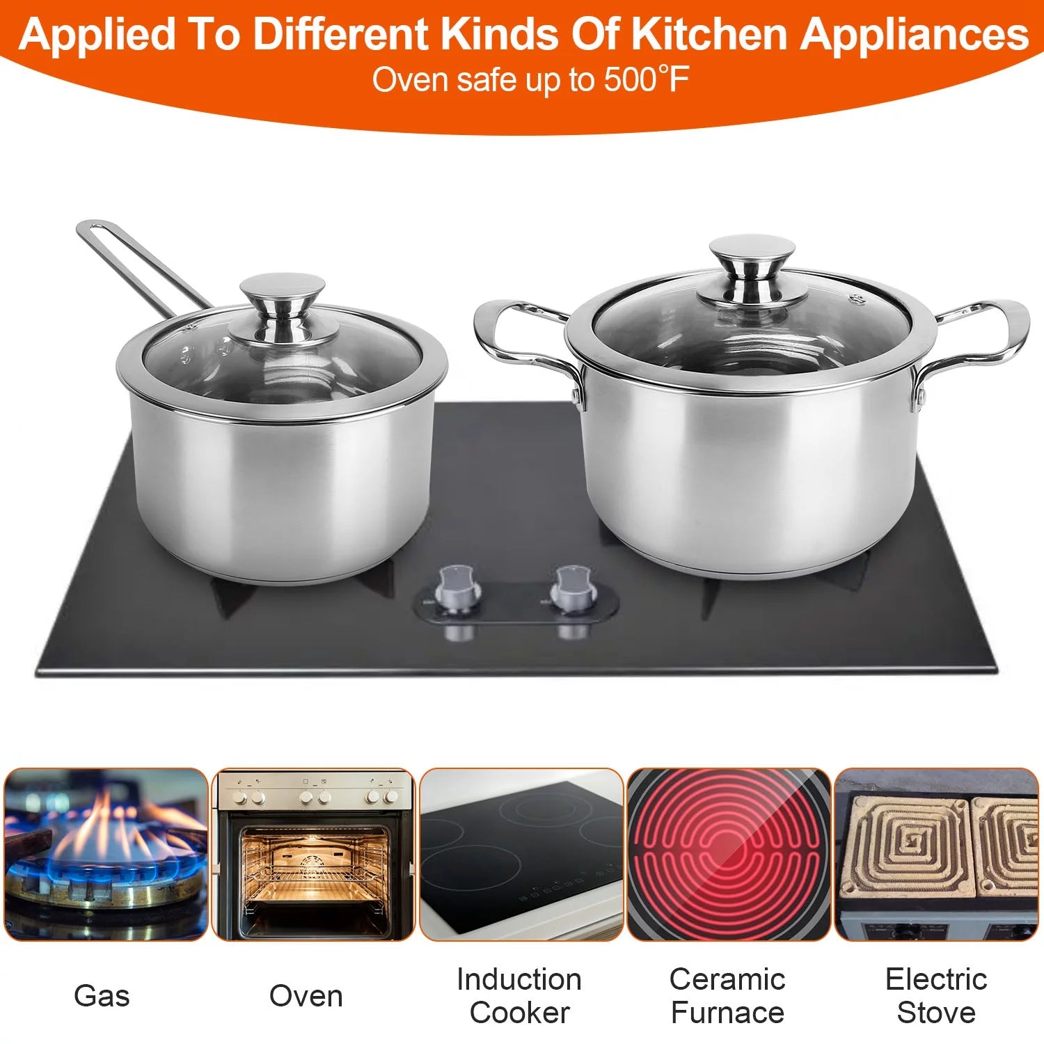 Stainless Steel Cookware Set with Stockpot, Saucepan, and Frying Pan F282203