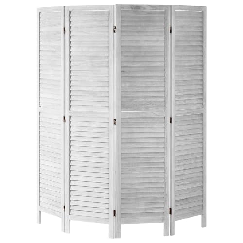 Wood Room Divider, 4 Panel Folding Privacy Screen, 66.9 Inches Tall, Indoor Wooden Partition A907