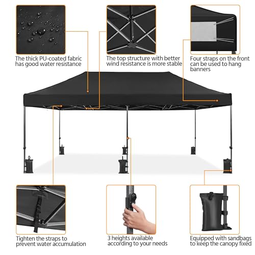 Heavy Duty Pop Up Canopy Tent 10x20 with Wheeled Carry Bag, White X6840