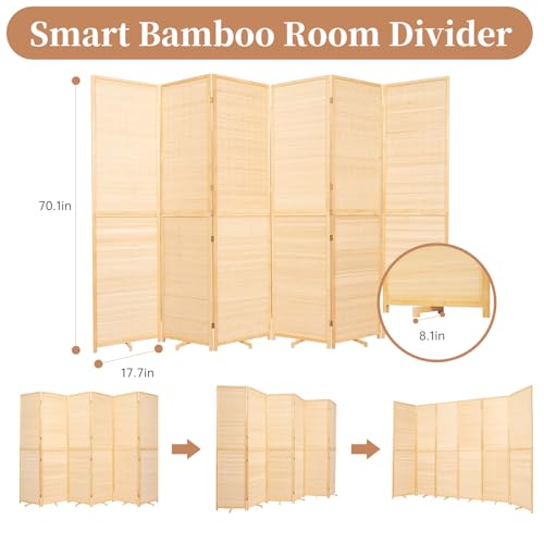 Bamboo Room Divider Folding Privacy Screen 4 Panel Freestanding F401