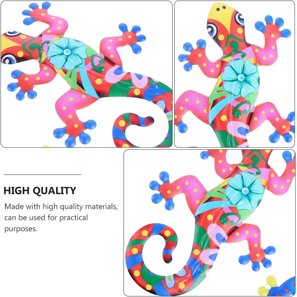 Iron Gecko Wall Art Decor 3D Metal Sculpture Hanging Ornament C7977