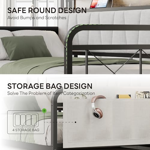 Daybed with Trundle and Storage Headboard, Twin Size, Grey M473750