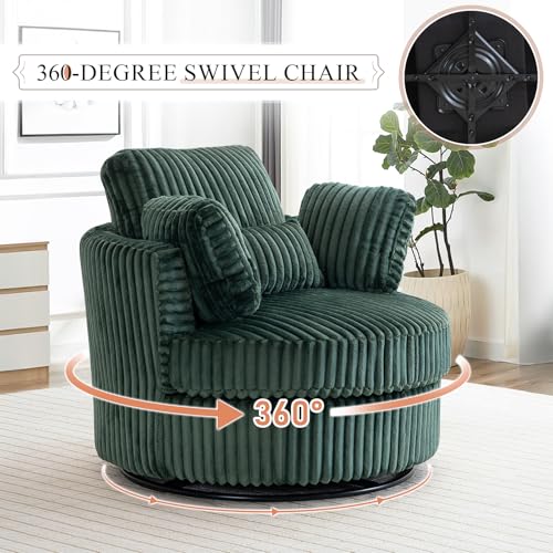 Swivel Barrel Chair with Ottoman for Living Room Bedroom, White W553228