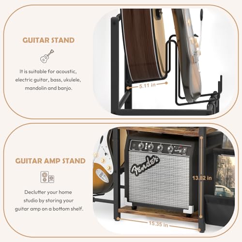 Record Player Stand with Guitar and Vinyl Storage Z518258