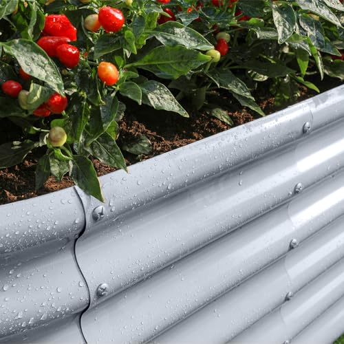 Galvanized Raised Garden Bed Kit, Oval Metal Planter Box for Vegetables E707229