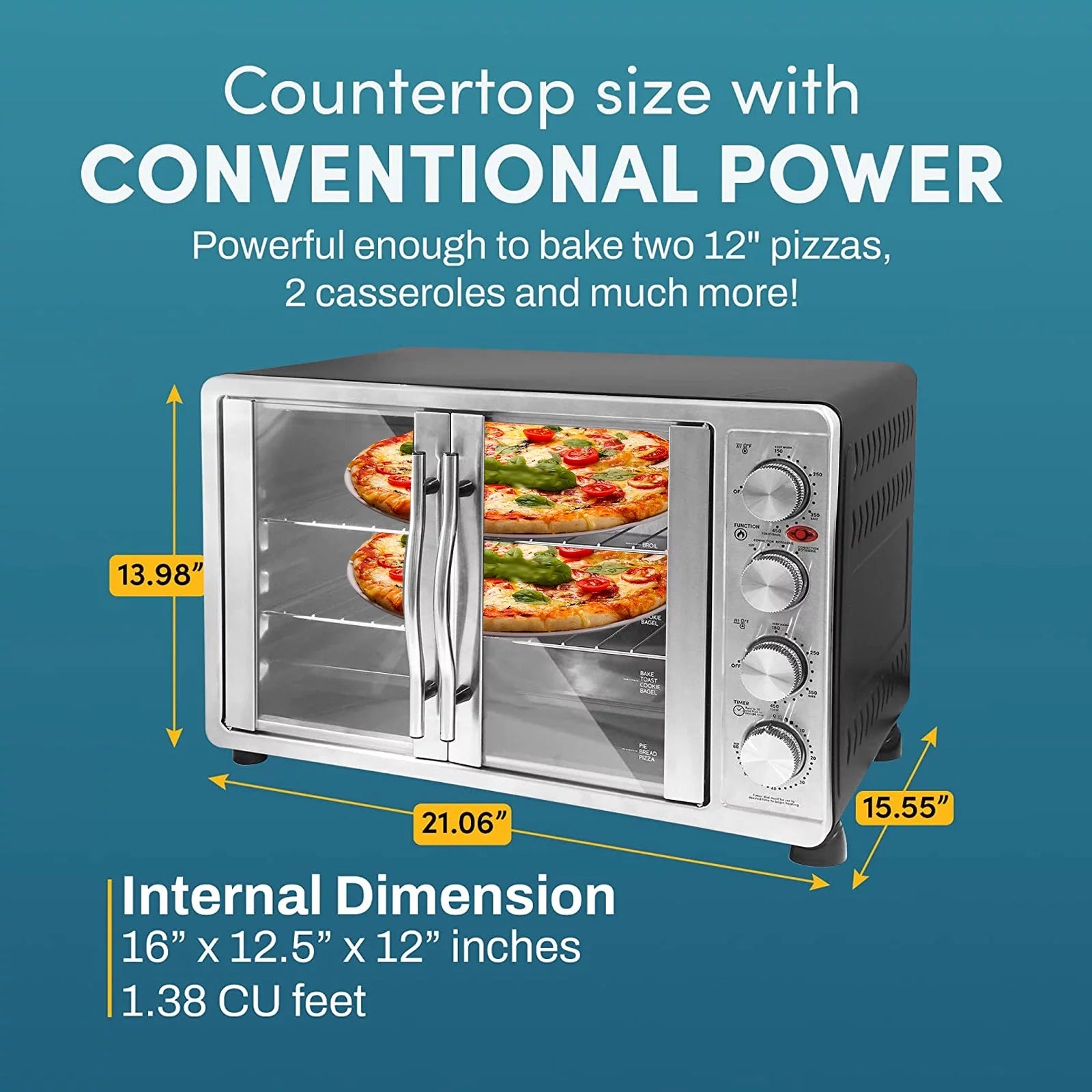 Countertop Convection Oven with 4 Control Knobs, Stainless Steel O572