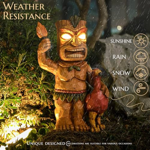 Solar Powered Tiki Statue Garden Decoration Z436
