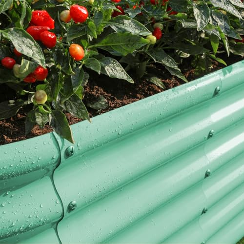 Galvanized Raised Garden Bed Kit, Oval Metal Planter Box for Vegetables E707229