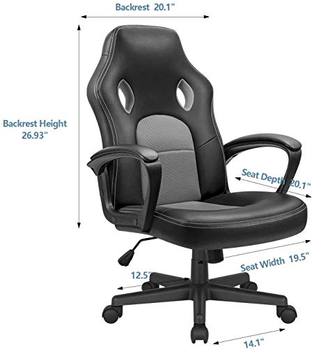 High Back Ergonomic Leather Gaming Chair, Adjustable (Blue) R643180