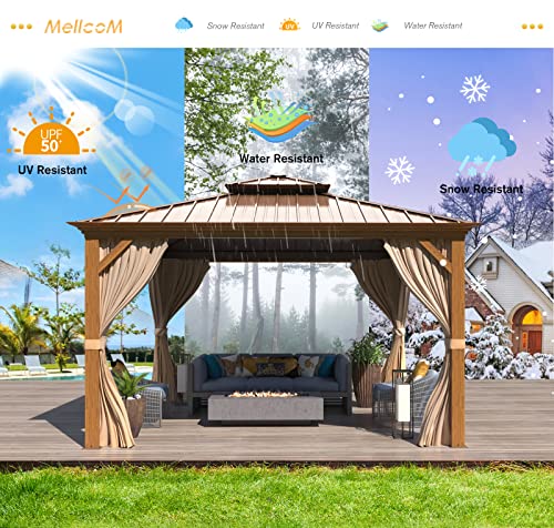 12x16 ft Hardtop Gazebo with Galvanized Steel Roof, Curtains and Netting V821