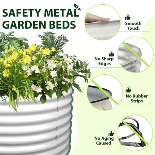 Galvanized Raised Garden Bed Oval Metal Planter Box for Vegetables Flowers A9593