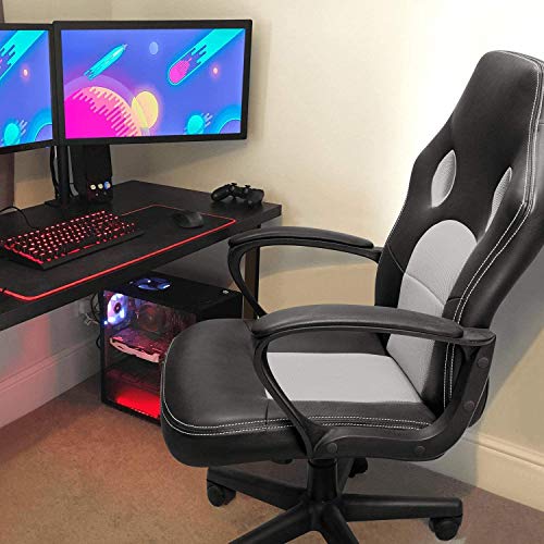 High Back Ergonomic Leather Gaming Chair, Adjustable (Blue) R643180