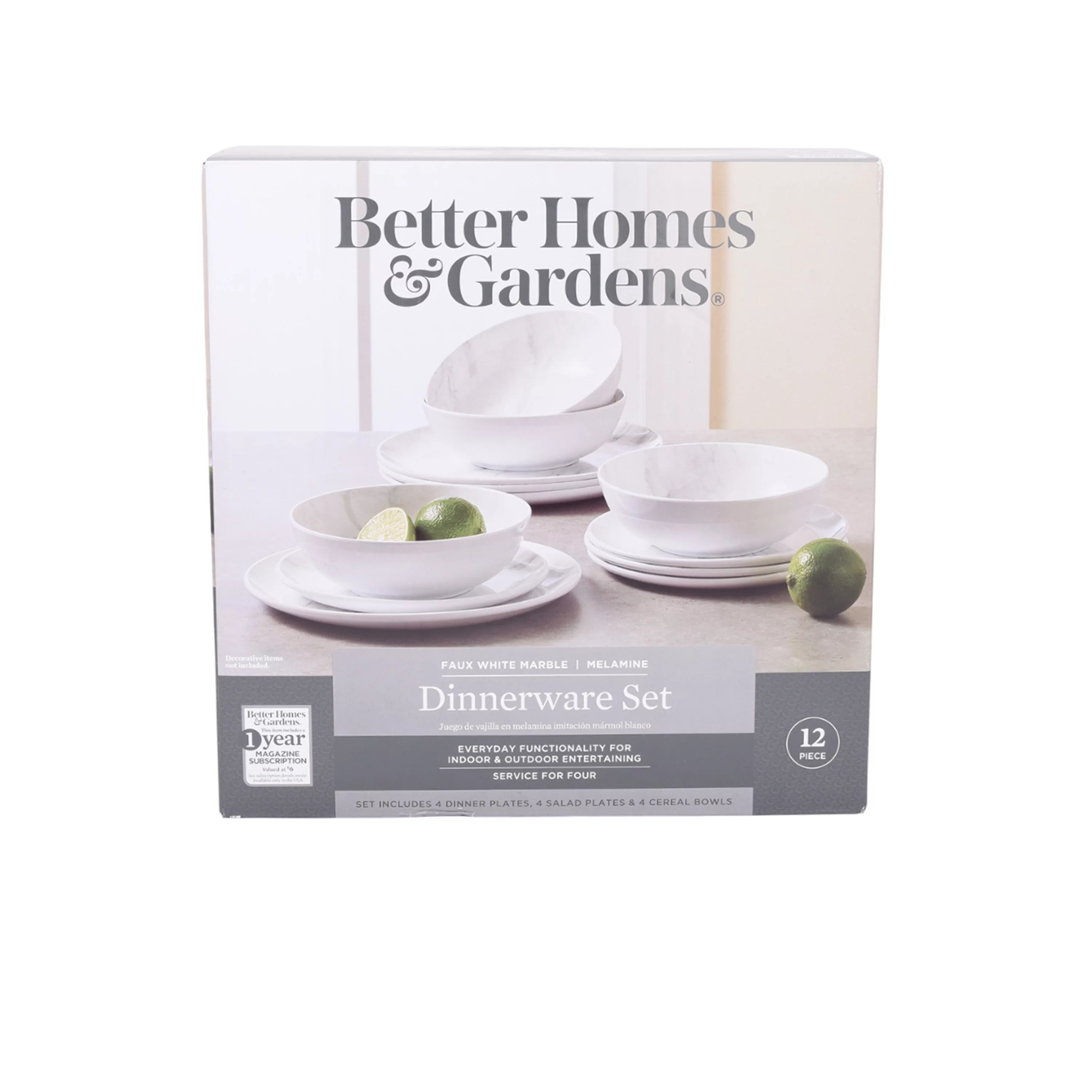 12-Piece Grey and White Marble Dinnerware Set X2249