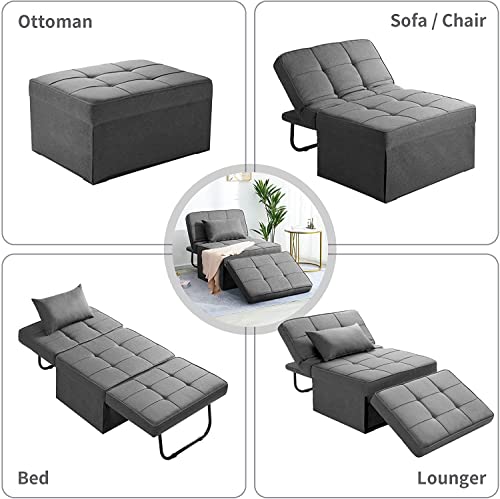 Sofa Bed Folding Ottoman Couch with Adjustable Backrest, Dark Grey C9023