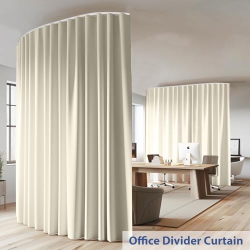 Ceiling Mounted Room Divider Curtain Track Set, Blackout Panel, White Rail, 8.3 x 7 ft K66131