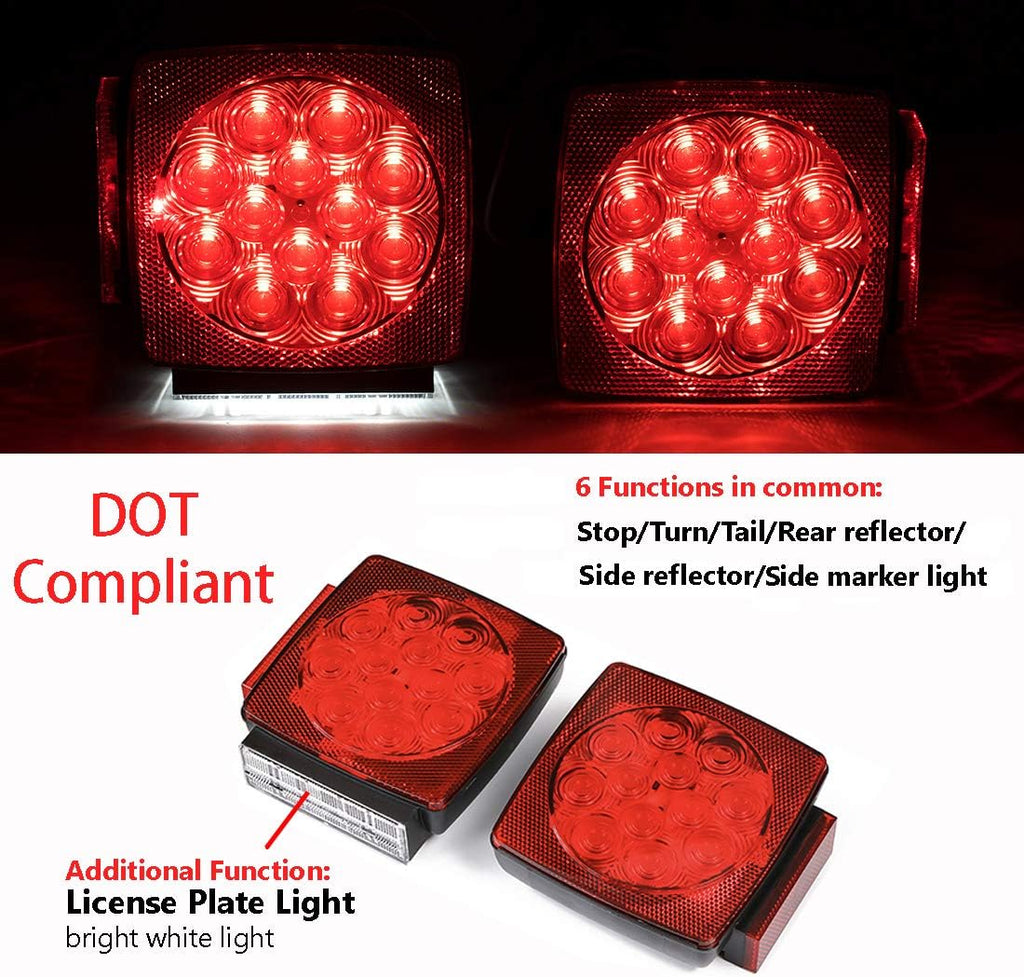 12V Submersible LED Trailer Tail Light Kit for Under 80 Inch Trailer Boat Utility Waterproof B775