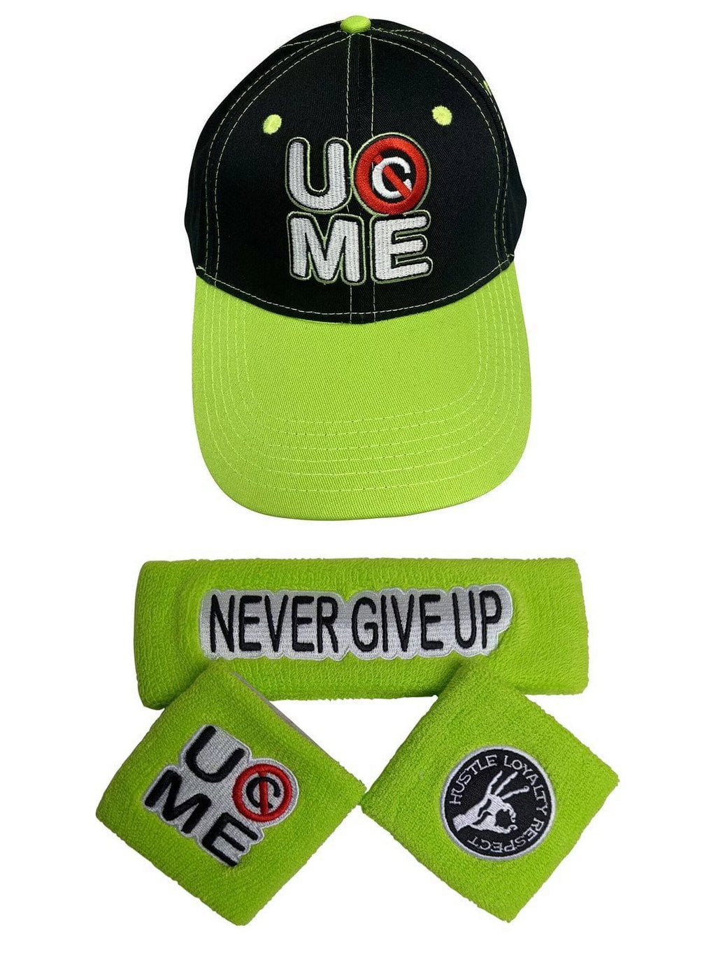 Kids Neon Green Costume T-shirt Hat Wristbands R639