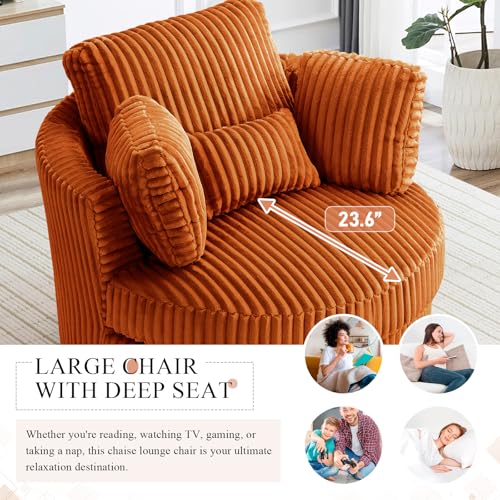 Swivel Barrel Chair with Ottoman for Living Room Bedroom, White W553228