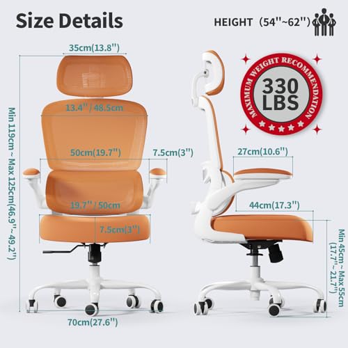 Ergonomic Mesh Office Chair with Wheels, High Back, 330 LBS Capacity C667113
