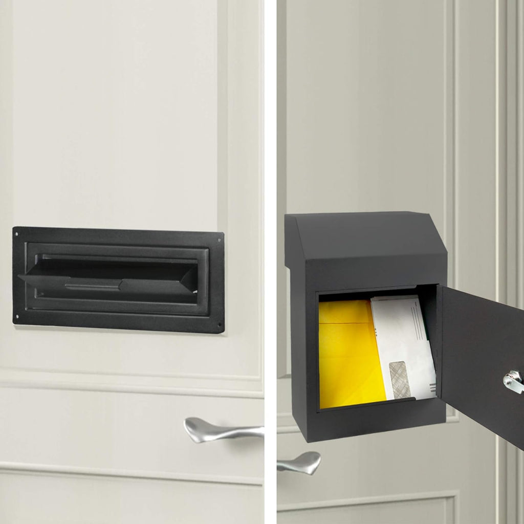 Door Drop Box for Mail, Rent, Deposit, and Night Key - Locking Steel Mailbox with Rear Access O3606