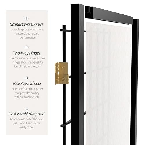 7 ft. Tall Window Pane Shoji Screen Room Divider, 3 Panels T5246