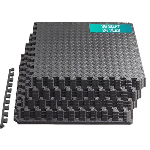 Puzzle Exercise Mat for Home Gym, EVA Interlocking Foam Floor Tiles with Border I79139