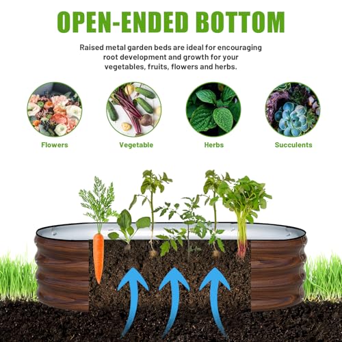 Galvanized Raised Garden Bed, 4x2x1ft Oval Metal Planter Box for Outdoor Vegetables T107625