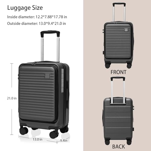 Expandable Carry-On Luggage, Hardside, Spinner Wheels, TSA Lock, 20-Inch U64815