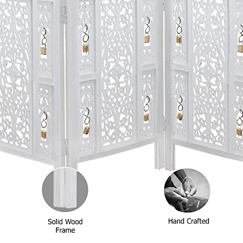4 Panel Folding Wood Room Divider, Antique Brown, 72 x 80 L396608