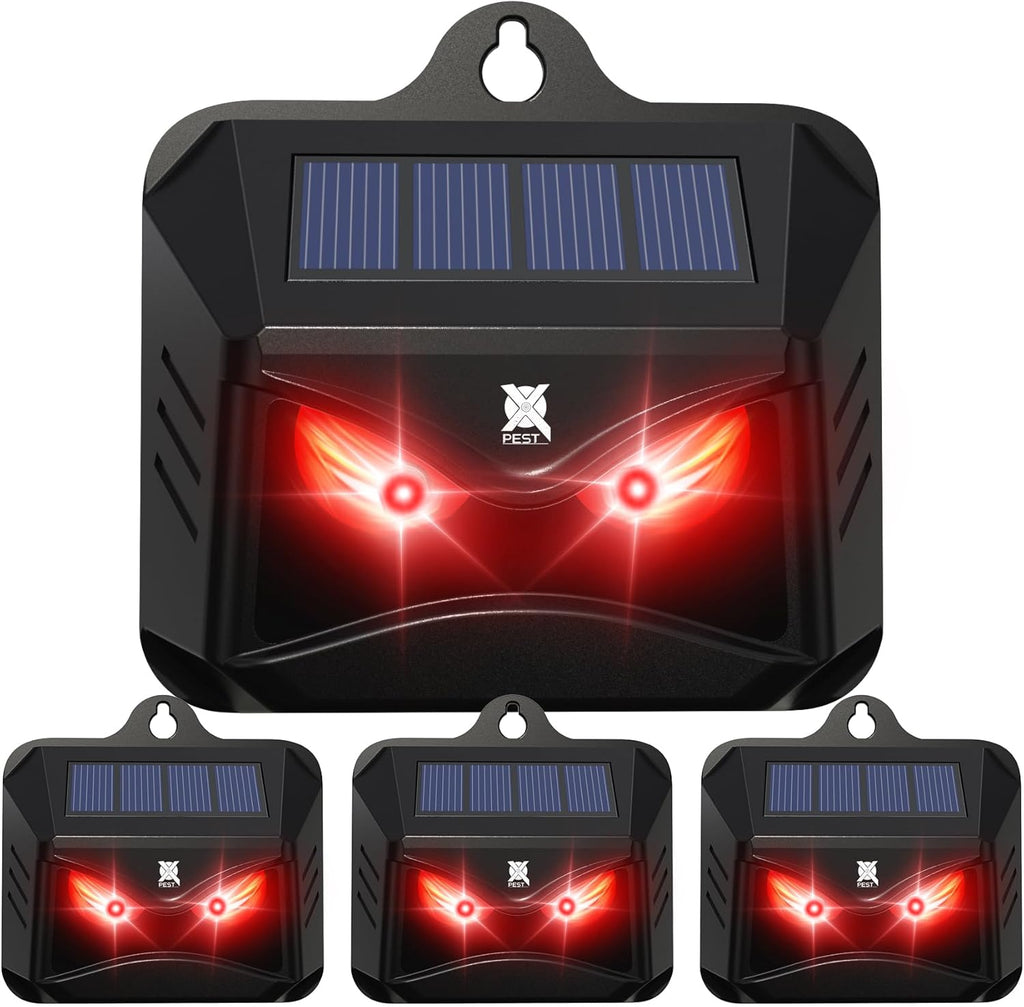 Solar Animal Repeller, 2024 Upgraded Predator Nocturnal Animal Repellent, Red Led Light Control Outdoor Deterrent Coyote Raccoon Deer Fox Skunk Squirrel for Garden Yard Farm Chicken Coop