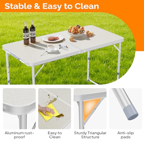 3ft Aluminum Folding Camping Table with Carrying Handle L179408
