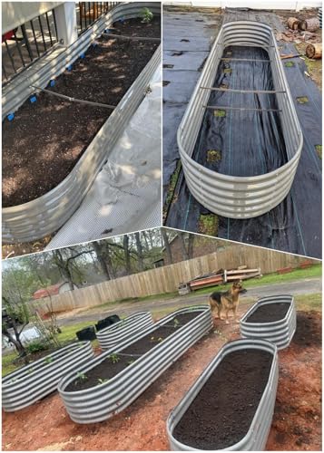 Galvanized Raised Garden Bed Oval Metal Planter Box for Vegetables Flowers A9593