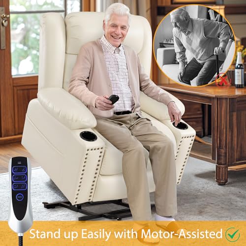Large Power Lift Recliner Chair for Elderly with Heat and Massage, USB Port, Dark Brown A742