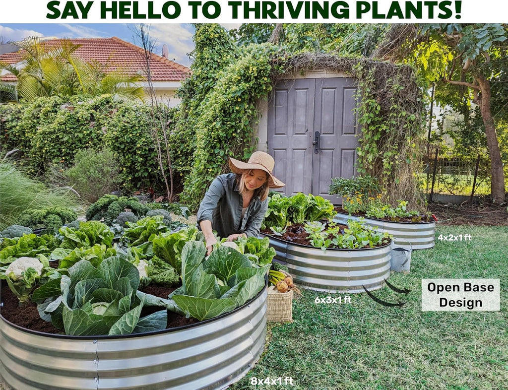 Galvanized Raised Garden Bed 8x4x1 ft for Vegetables, Flowers A8279