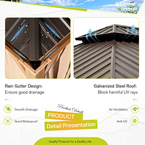 12x16 ft Hardtop Gazebo with Galvanized Steel Roof, Curtains and Netting V821