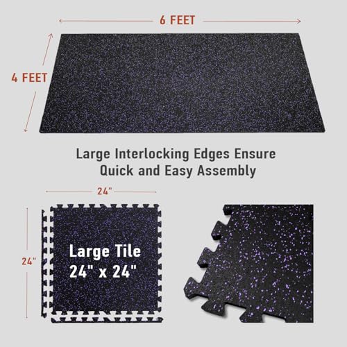 Exercise Mats 24 Sq Ft Interlocking EVA Foam for Home Gym I7577