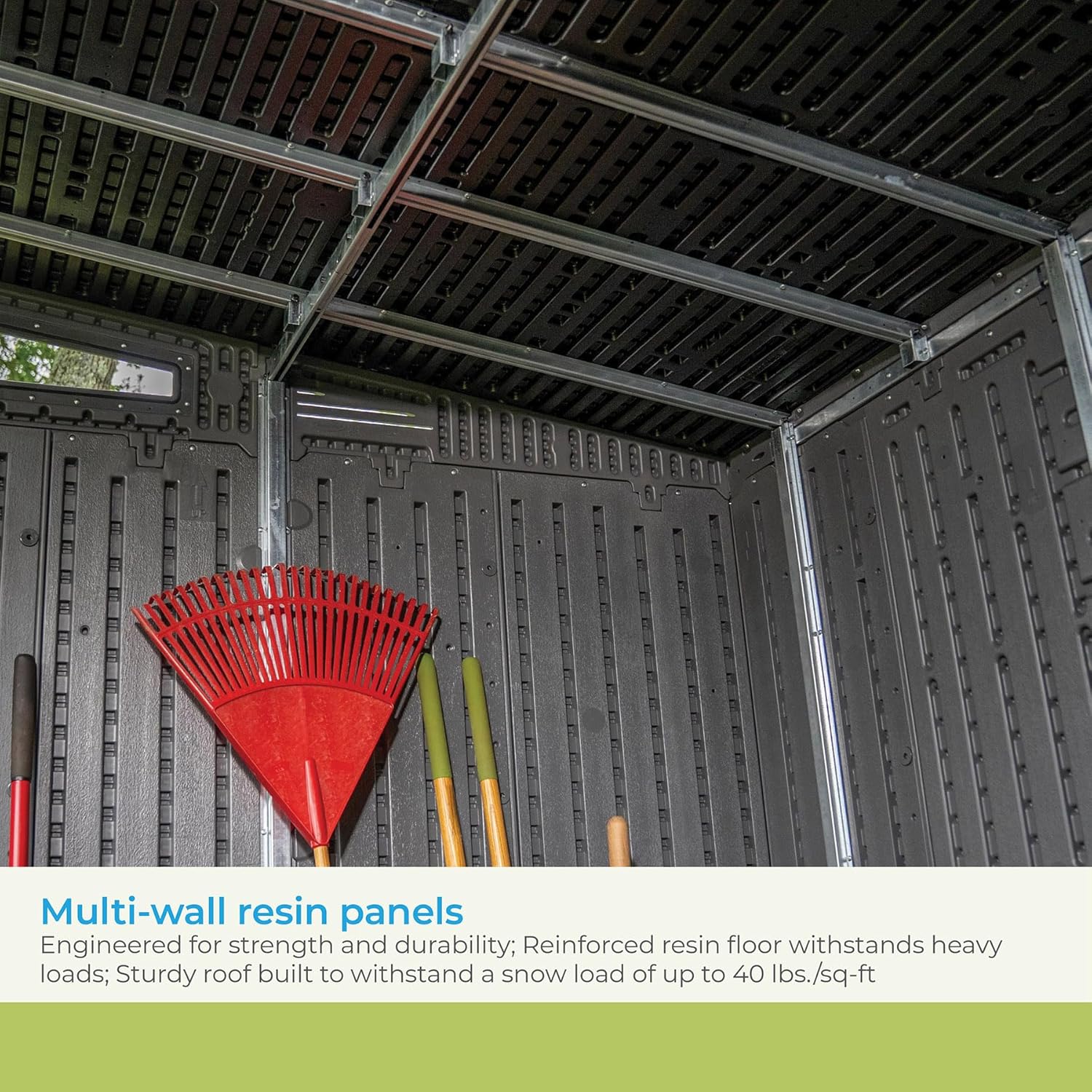 Outdoor Plastic Storage Shed 10x7 ft with Sliding Barn Door, Gray and Black G809