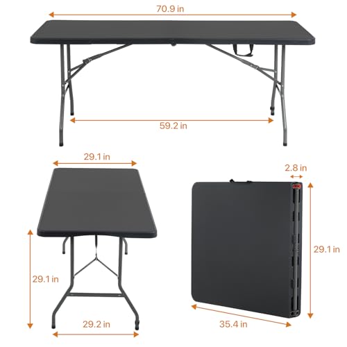 Folding Table 6 Foot Heavy Duty Plastic Portable Indoor Outdoor Utility X45759