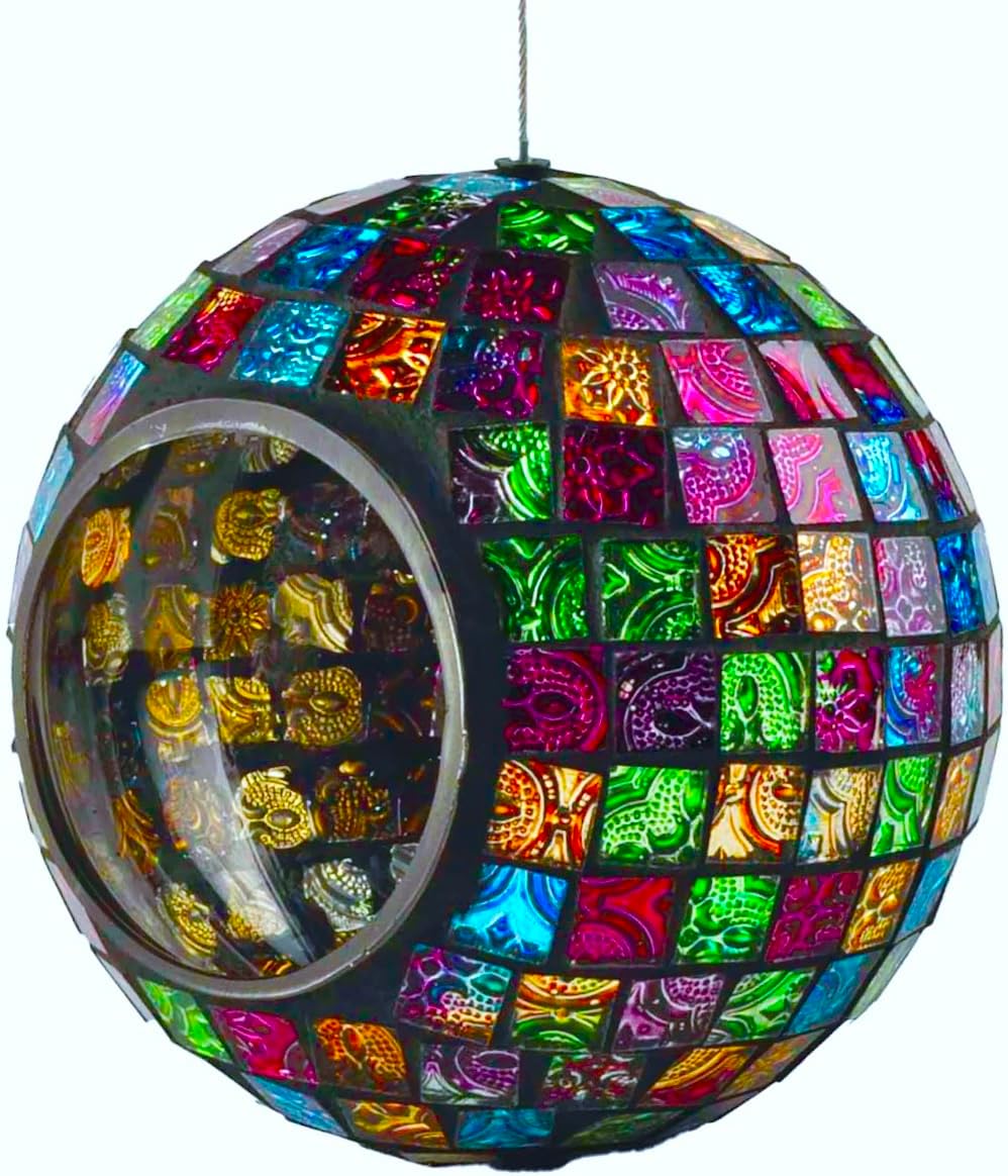 Mosaic Glass Bird Feeder Outdoor Hanging L1630