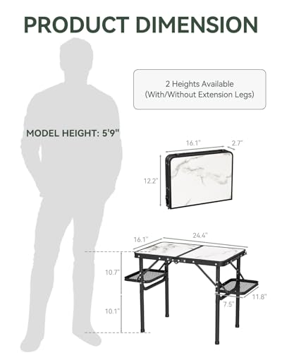 Folding Camping Table Small 2ft Portable Aluminum W647