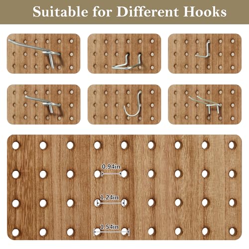 Wooden Pegboard Room Divider, 5.6Ft Folding Privacy Screen P5676