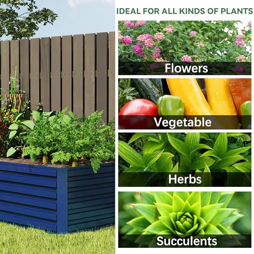 Galvanized Raised Garden Bed 8x4x2ft, Large Metal Planter Box for Vegetables, Flowers, Herbs J9369