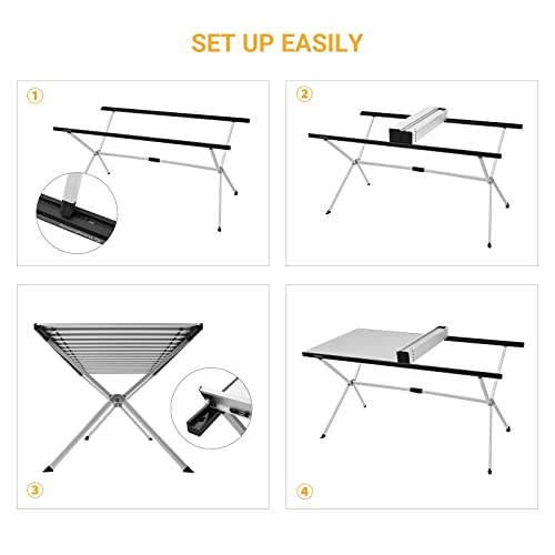 Folding Camping Table Portable Aluminum Roll Up Lightweight for Outdoor Picnic F98743