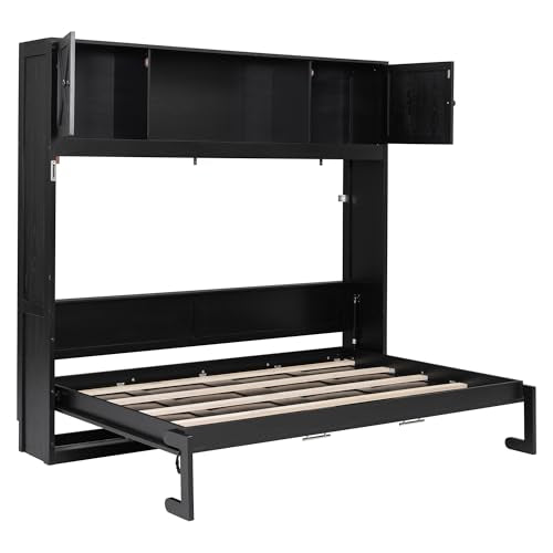 Queen Size Murphy Bed with Cabinet and LED Lights P178570