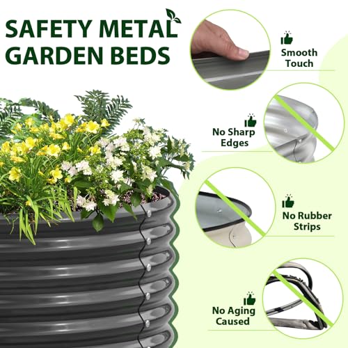 Galvanized Raised Garden Bed Oval Metal Planter Box for Vegetables Flowers A9593